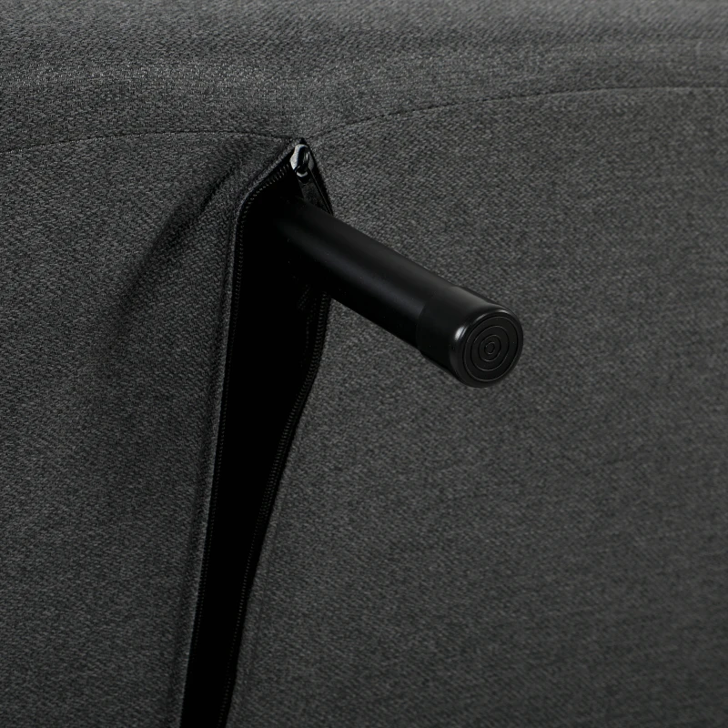 HOMCOM Slaapfauteuil, 3-in-1 inklapbare linnen-slaapfauteuil met verstelbare rugleuning, S-veren, metalen poten, Donkergrijs