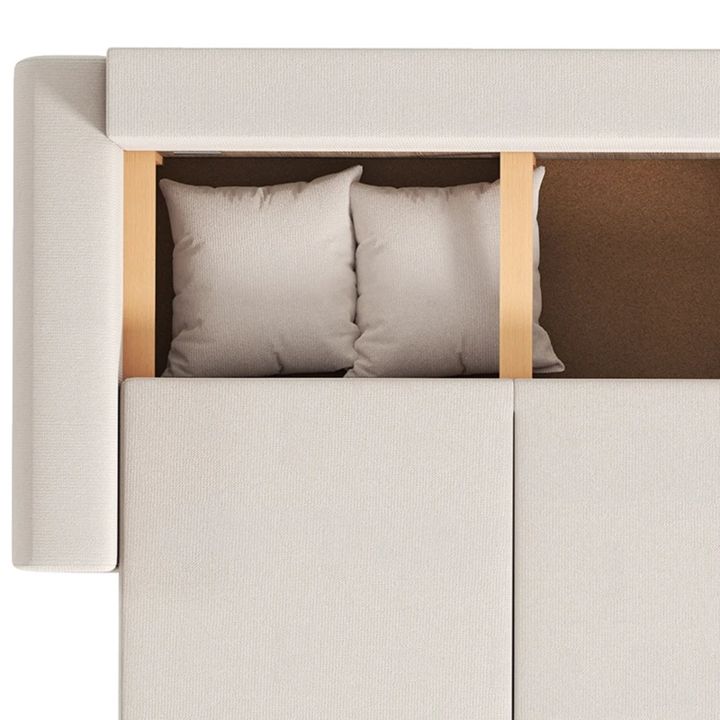 HOMCOM Slaapbank met omkeerbare chaise longue, L-vormige 3-zitsbank in velours, crème wit