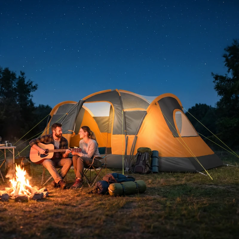 Outsunny 5-6 Man Dome Camping Tent - Orange