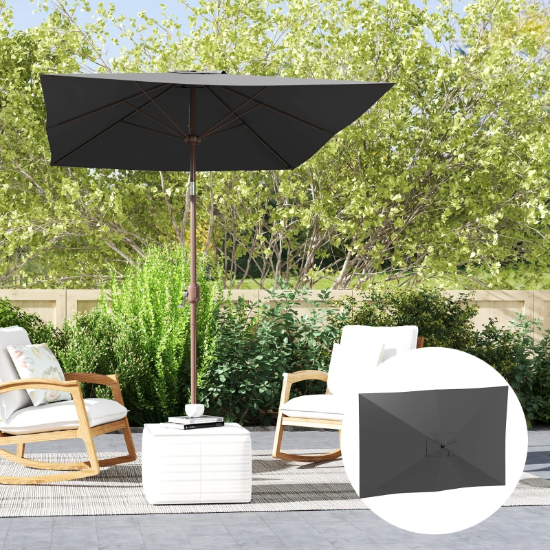 Outsunny Parasol Vervangingshoes 2 x 3 m 6 Spijlen UV50+ & Waterafstotend Terrasparasol Hoes
