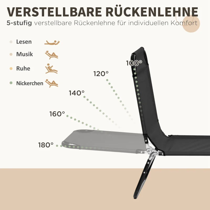 Outsunny 2-pack opvouwbare ligstoel tuinstoel met 5-standen verstelbare rugleuning tot 120 kg