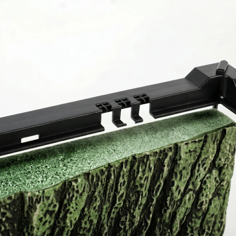 PawHut Reptile Glass Terrarium with Stone Background, Front Ventilation, Escape-Proof Knob Lock, 50 x 30 x 35 cm, Black