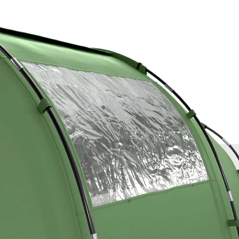 Outsunny Tunneltent voor 4-6 personen, campingtent met deur, bodemzeil, 2000mm waterdicht Groen