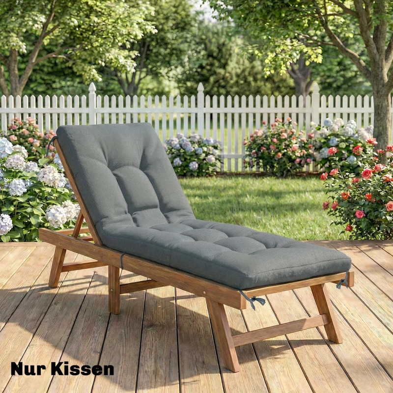 Outsunny Palletkussen Verwijderbaar Zitkussen met Bevestigingsriemen Palletkussen voor de meeste Ligstoelen 198x65x13cm Donkergrijs