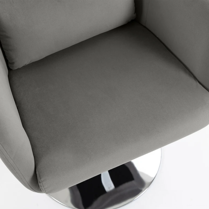 HOMCOM Retro Velvet Swivel Tub Chair with Steel Frame, Cushion Seat, Grey
