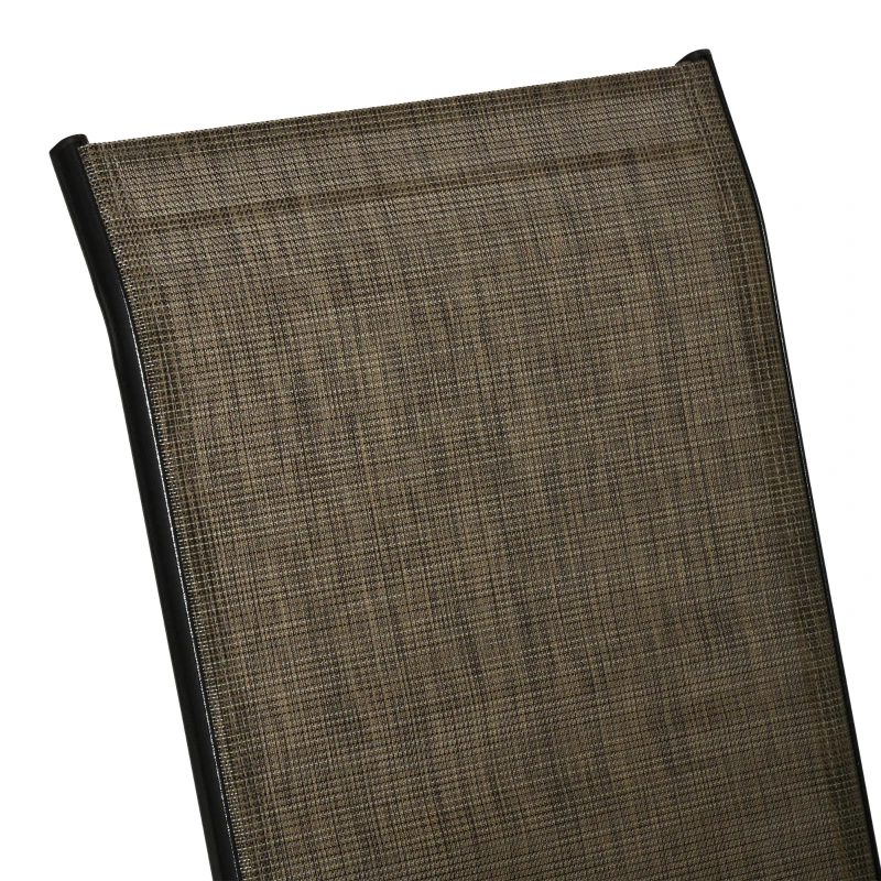 Outsunny Set 4 Piese Scaune de Gradina cu Cotiere, Scaune de Exterior Stivuibile din Metal si Tesatura Respirabila, Maro