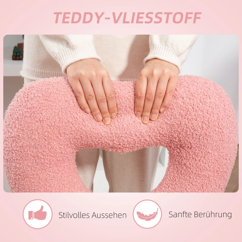 HOMCOM Schreibtischstuhl, Bürostuhl, Herzförmige Rückenlehne, gepolstert, Rosa(m-5)