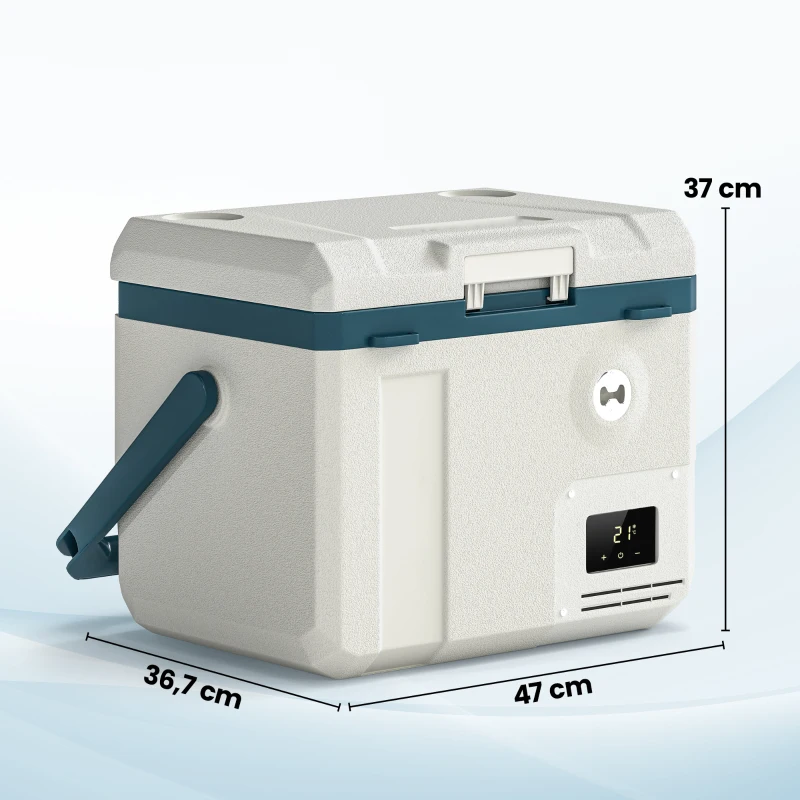 Outsunny Frigorifero Portatile per Auto da 19L con Compressore e Controllo App, 47x36.7x37 cm, Bianco