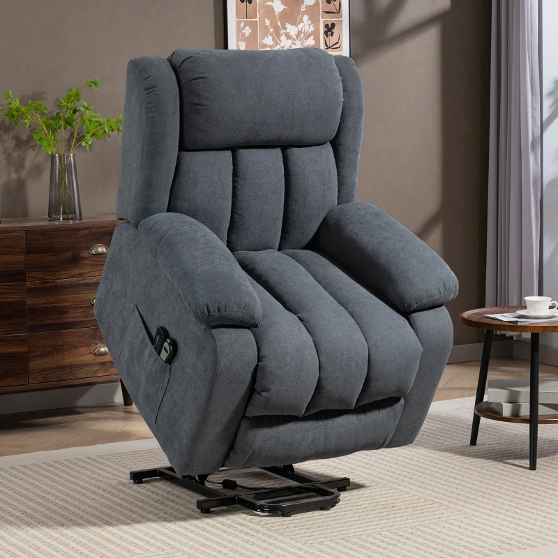 HOMCOM Fernsehsessel mit Aufstehhilfe Elektrisch Relaxsessel mit Liegefunktion, Massagefunktion, 93x91x103 cm, Dunkelgrau