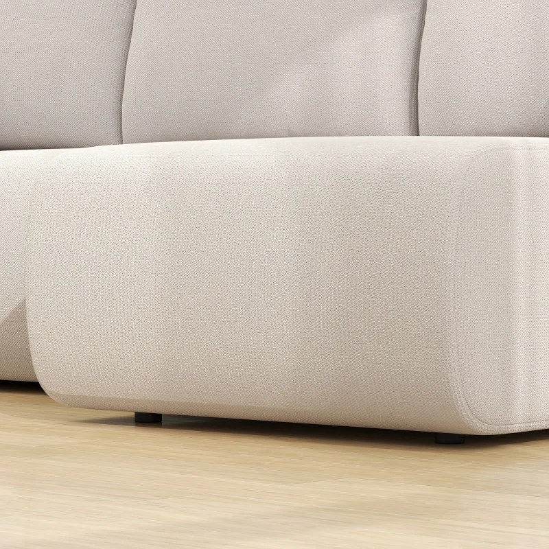 HOMCOM Slaapbank met omkeerbare chaise longue, L-vormige 3-zitsbank in velours, crème wit