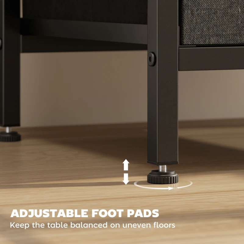 HOMCOM Bedside Table with Charging Station - Black