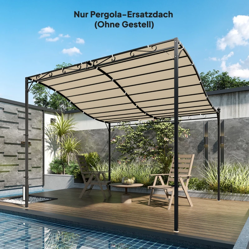 Outsunny Vervangend pergoladak zonnescherm voor terrasoverkapping vervangend dakzeil voor 3 x 3 m paviljoen 298x293 cm crèmewit