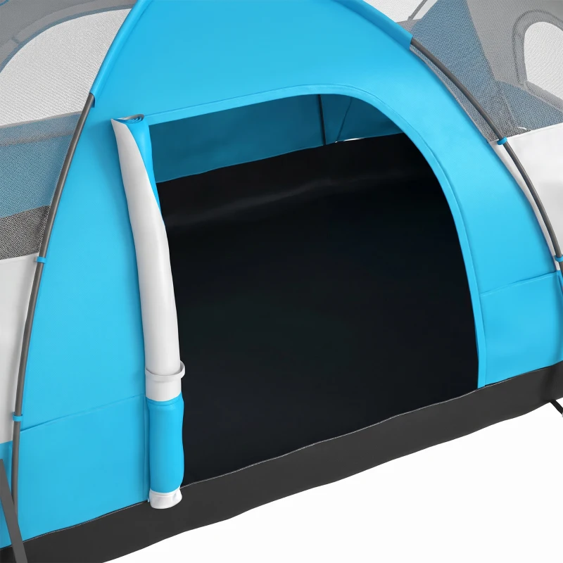 Outsunny 5-6 Man Camping Tent, Tunnel Tent, Water Resistant Hiking Shelter with Groundsheet and Carry Bag, Light Blue