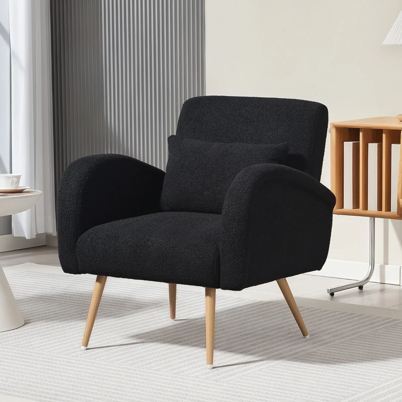 HOMCOM Teddy Fleece Accent Chair - Black
