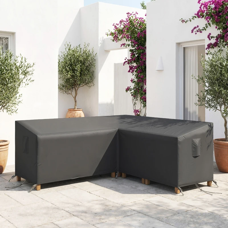 Outsunny Tuinmeubelhoes Winterbestendig Waterdicht V-vormig Anti-UV Hoes 420D Oxford-stof 216x216x78 cm Zwart