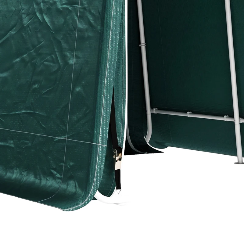 Outsunny 8 x 6.5 ft Outdoor Garden Storage Shed, Waterproof Bike Tent with Double Roll-up Zipper Door for Garden Tools, Green