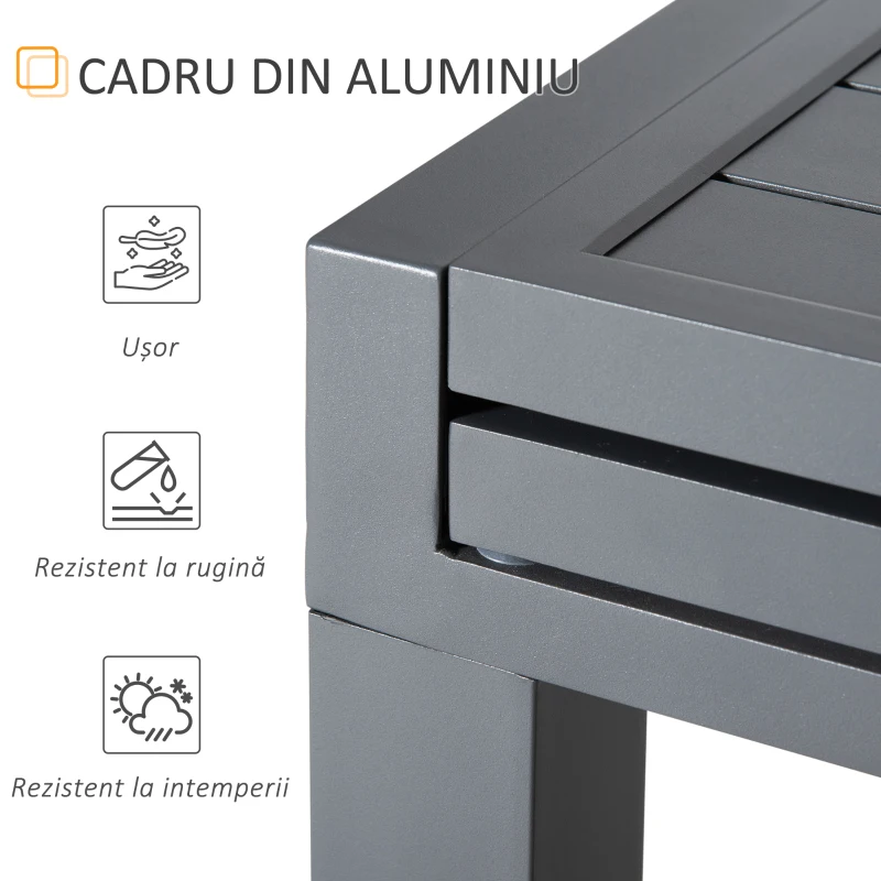 Masa de Gradina Extensibila Outsunny pentru 8-10 Persoane cu Structura din Aluminiu, 135-270x90x75cm, Gri