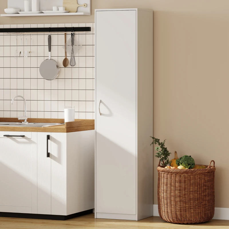 HOMCOM Armadio da Cucina Slim a 5 Ripiani con Spazio Interno Regolabile, in Legno, 40x35x180 cm, Bianco