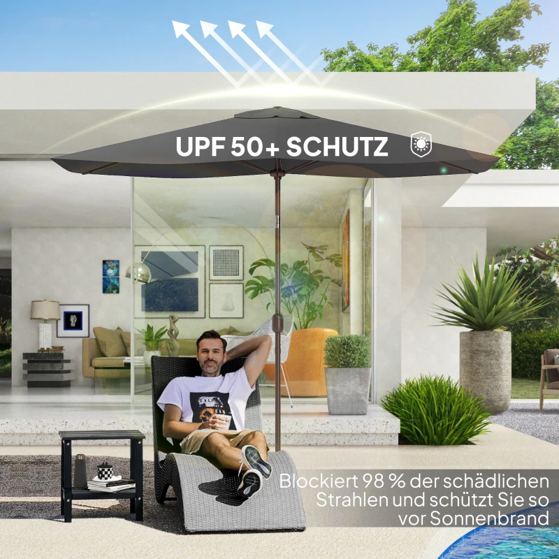 Outsunny Parasol Vervangingshoes 2 x 3 m 6 Spijlen UV50+ & Waterafstotend Terrasparasol Hoes