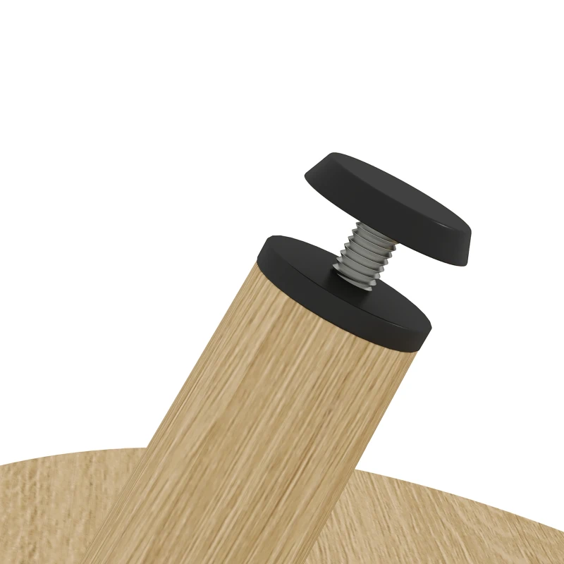 HOMCOM Tavolino Rotondo 80 cm con Piano Ribaltabile e Contenitore Nascosto, Legno Naturale