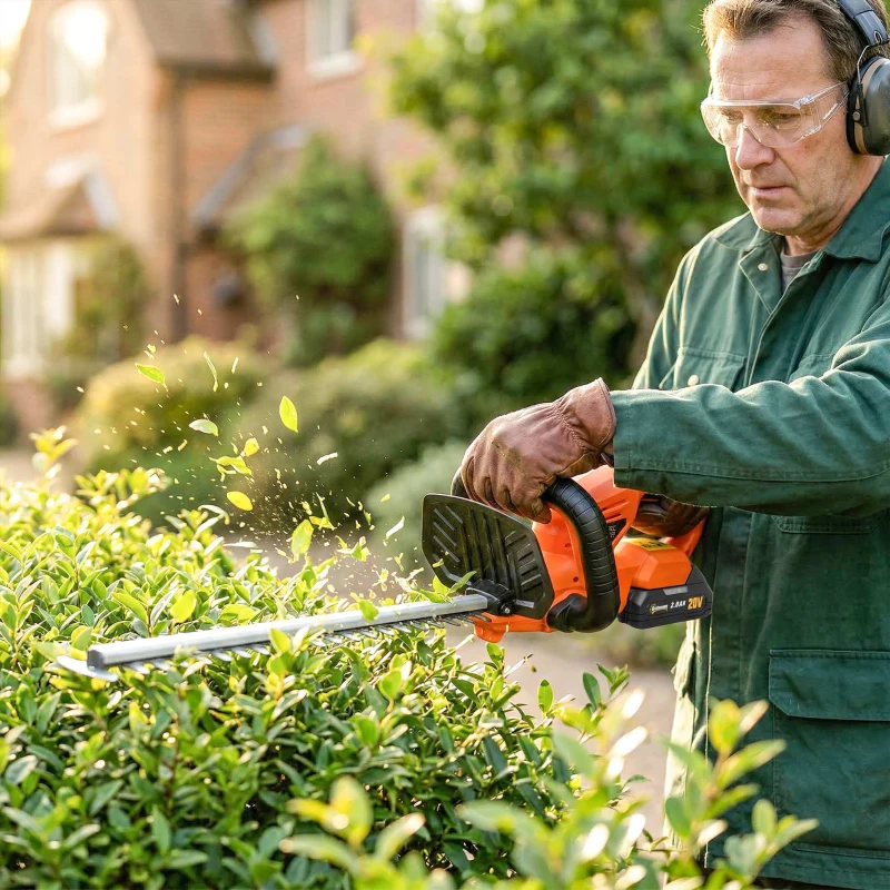 Outsunny 20" Cordless Hedge Trimmer, 18V Electric Hedge Cutter with 51cm Dual Action Blade, 2000mAh Battery and Charger