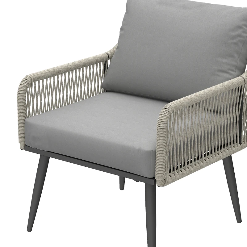 Outsunny Rattan Garden Furniture Set, 4 Piece Outdoor Patio Furniture with Tempered Glass Table and Chairs, Indoor Balcony Conservatory Set