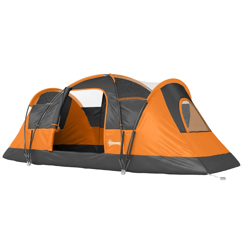 Outsunny 5-6 Man Dome Camping Tent - Orange