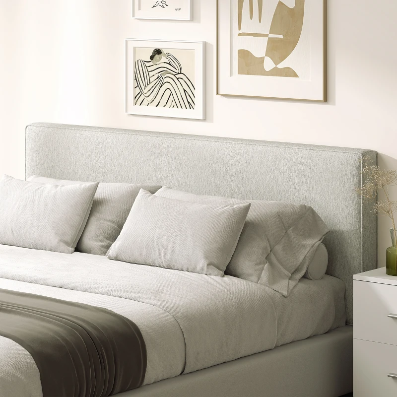 HOMCOM Wandmontiertes Kopfteil für Bett-Polsterung, 160 x 10 x 60 cm, Stoffbezug, Cremeweiß