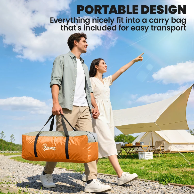 Outsunny 5-6 Man Dome Camping Tent - Orange