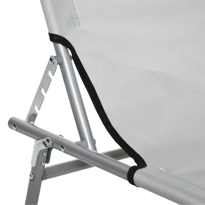 Outsunny Transat bain de soleil pliable chaise longue pliante dossier inclinable multi-positions 187 x 58 x 36 cm gris clair