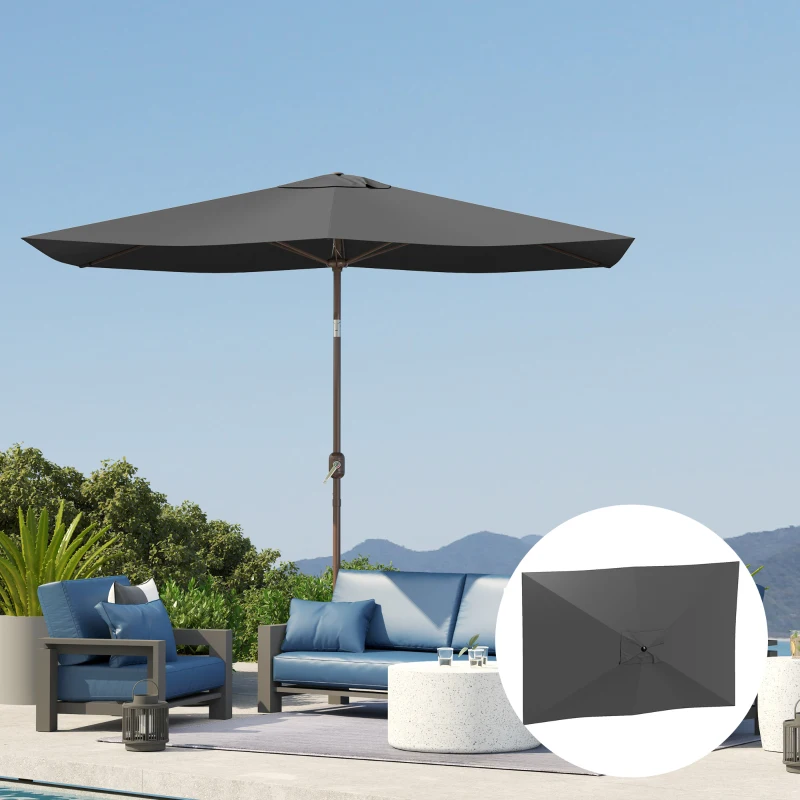 Outsunny Parasol Vervangingshoes 2 x 3 m 6 Spijlen UV50+ & Waterafstotend Terrasparasol Hoes