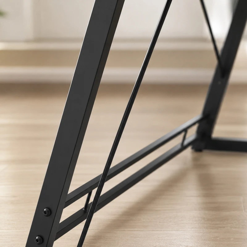 HOMCOM L-vormig computertafel met stopcontacten, 128 cm hoekbureau met monitorstandaard, hoofdtelefoonhaak & bekerhouder