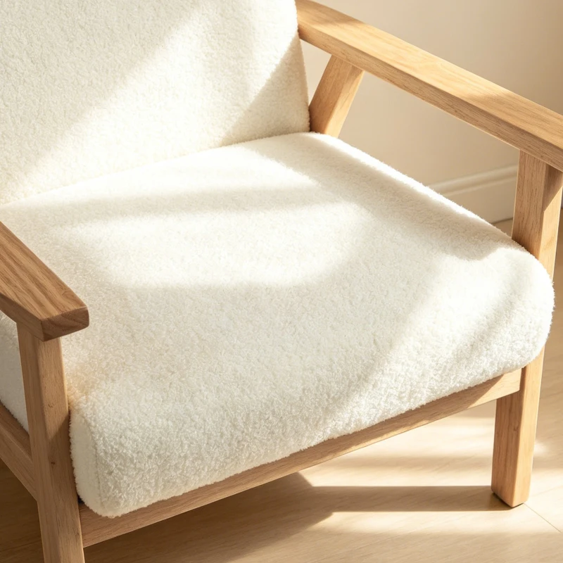 HOMCOM Modern Armchair, Sherpa Fleece Upholstered Accent Chair with Solid Wood Legs and Wide Seat, Cream White