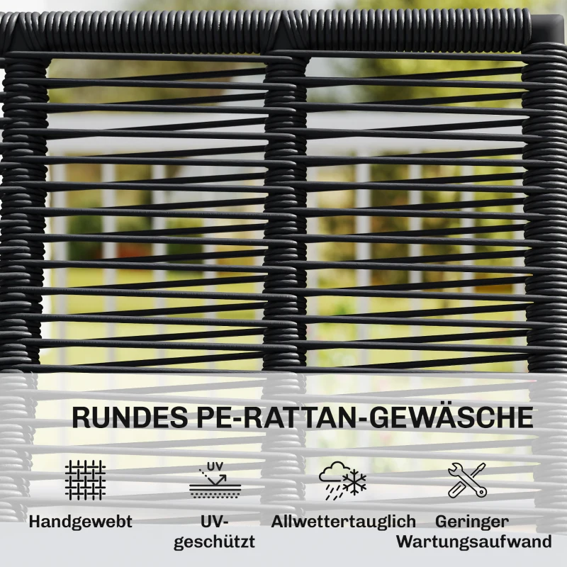 Outsunny Tuinbank met kussens 2-zits bank outdoor balkonbank rotanbank tuinmeubelen 123 x 67 x 72 cm lichtgrijs