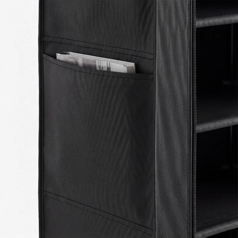 HOMCOM Metalen schoenenrek met stofdichte stoffen hoes, voor 20 paar schoenen, 45 x 30 x 175 cm, zwart