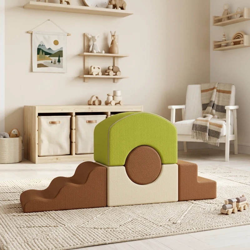 AIYAPLAY Schuimblokken 5-delig Softblokken kinderset met cord-look antislip bodem Gekleurd