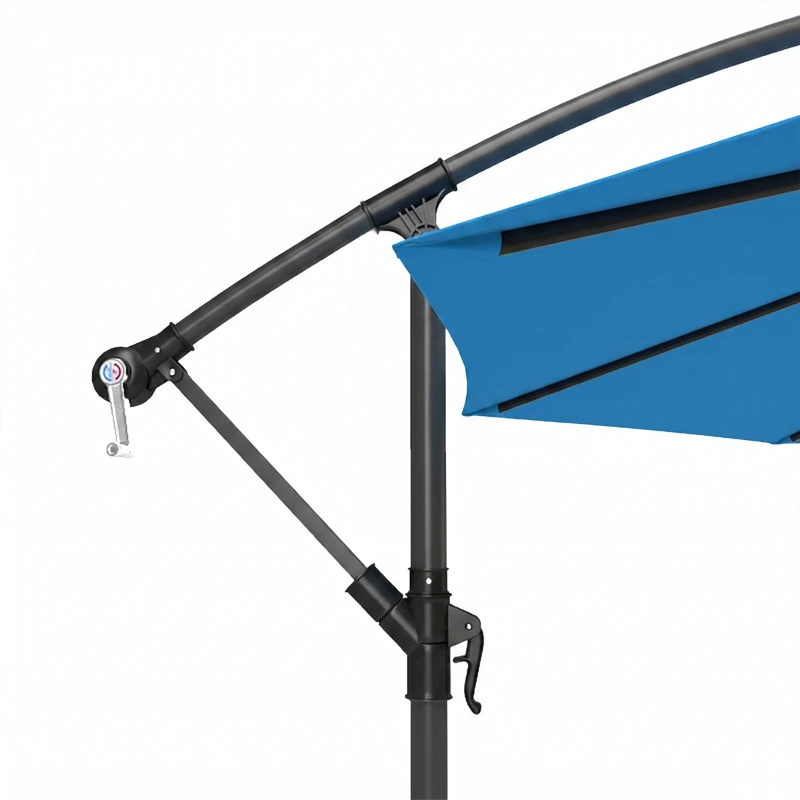 Outsunny 3m Overhanging Parasol, with Base, Weights and Cover - Blue