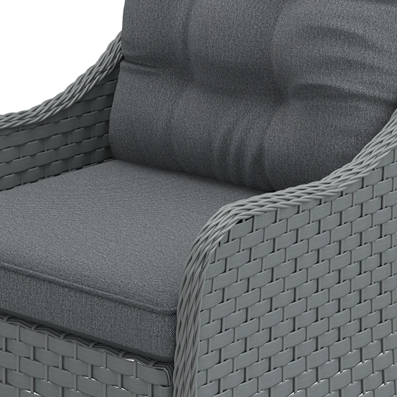Outsunny 4-Piece Wicker Patio Furniture Set with 2 Armchairs, Loveseat, Glass Coffee Table, Conversation Sofa Set, Dark Grey