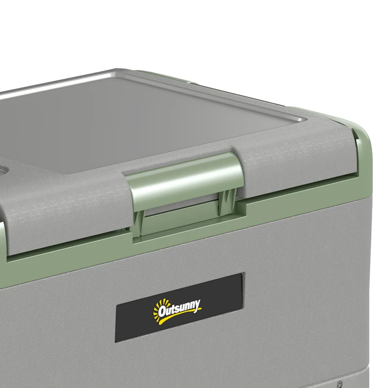 Outsunny 40L Portable Car Refrigerator - Light Green and Grey