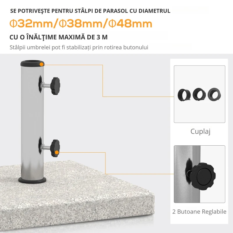 Outsunny Baza pentru umbrela de gradina de 25 kg, gri
