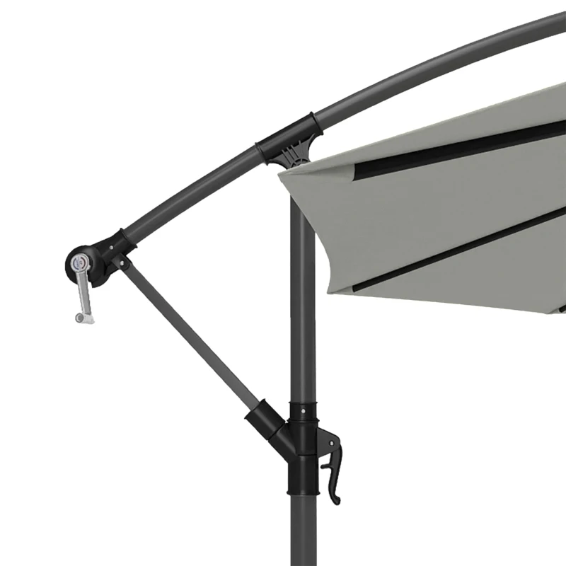 Outsunny 3m Overhanging Parasol, with Base, Weights and Cover - Light Grey
