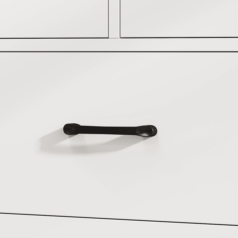HOMCOM Buffet Cuisine, Meuble de Rangement avec 5 Tiroirs et Porte, Style Rustique, 100 x 40 x 94 cm, Blanc