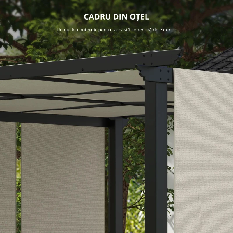 Outsunny Protecție solară tip copertină. Pergolă, rezistentă la intemperii, incl. material de fixare, 3 x 3,5 m, Bej