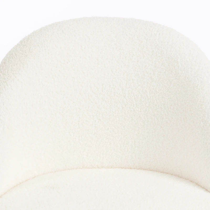 HOMCOM Draaibare bureaustoel met teddyfleece, in hoogte verstelbaar, met wieltjes, comfortschuim, crème