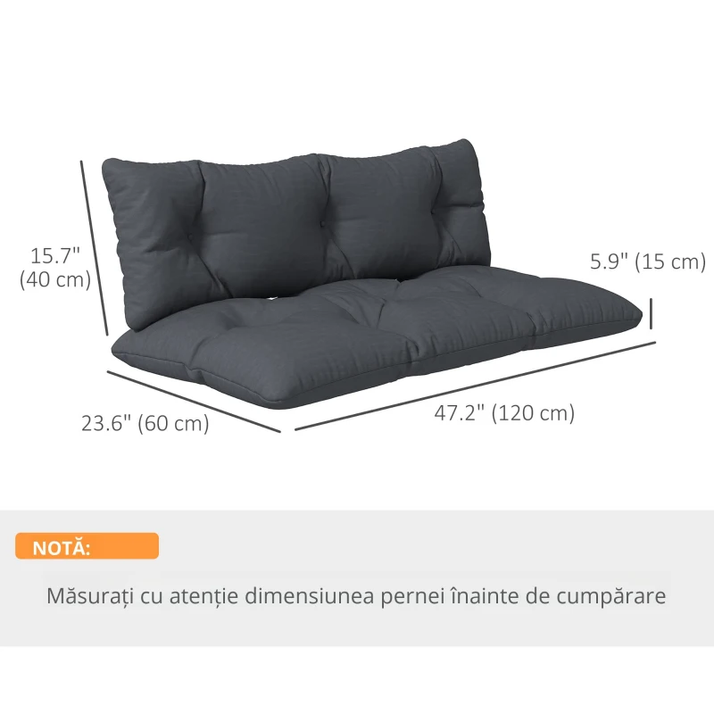 Outsunny Set de 2 perne de grădină pentru canapele și paleți din poliester cu umplutură groasă, gri antracit