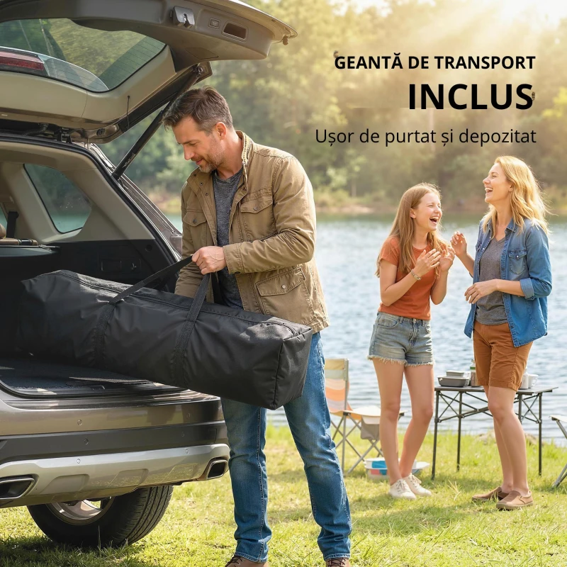 Outsunny Cort Pliabil 3x3 m Pop-up cu UPF50+ 4 Laterale Detașabile Înălțime Reglabilă și Husă de Transport Verde