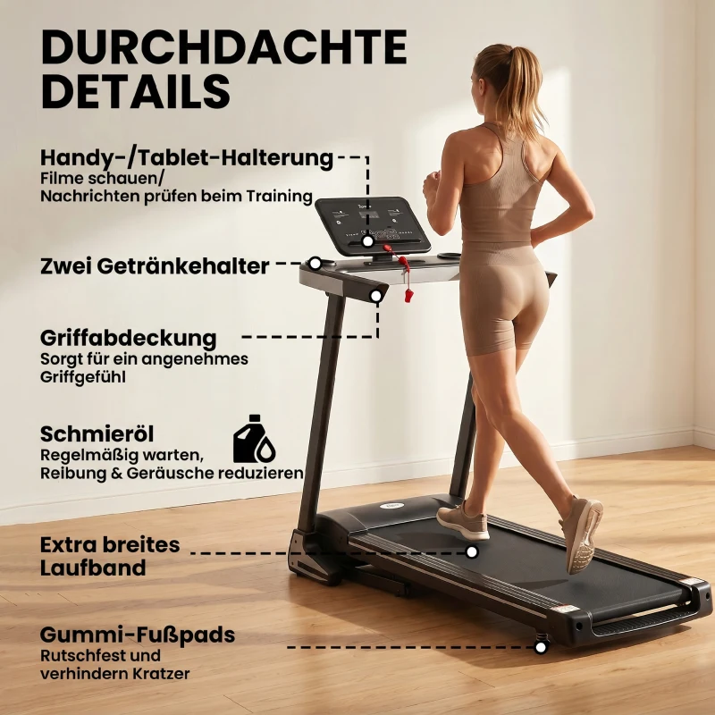 HOMCOM Tapis de Course Electrique Pliable Tapis Roulant 1-12 Km/h 500 W écran LCD 12 programmes Noir(m-7)