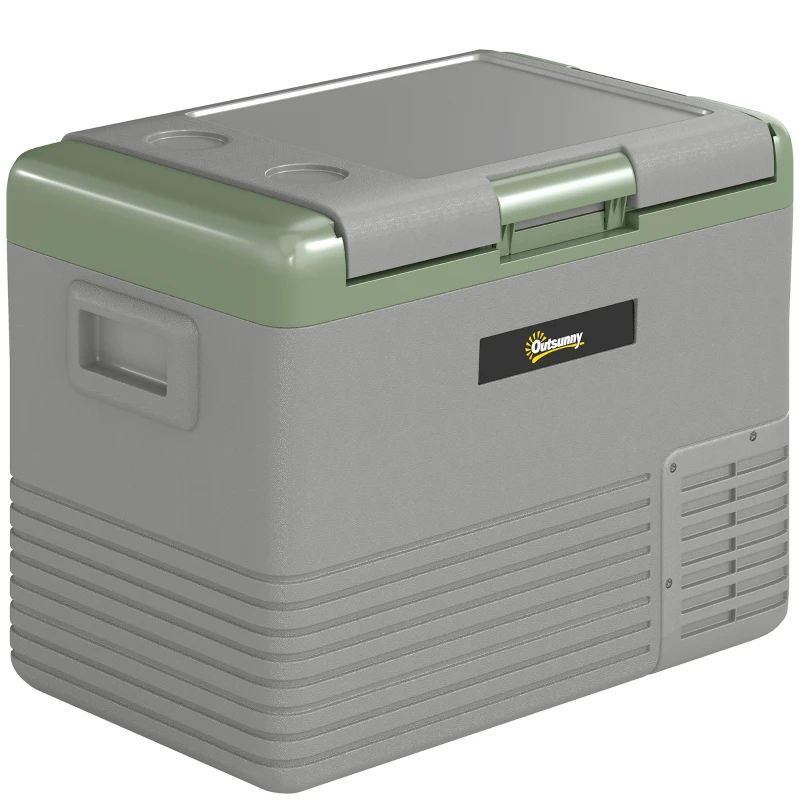 Outsunny 40L Portable Car Refrigerator - Light Green and Grey