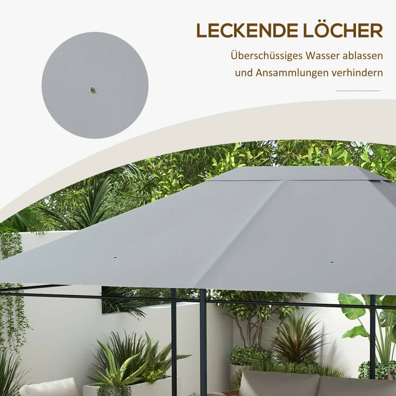 Outsunny Ersatzdach Pavillon Pavillon-Baldachin, wetterbeständig, 397 x 297 cm, Hellgrau