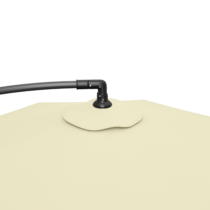 Outsunny 3m Overhanging Parasol, with Base, Weights and Cover - Sand brown